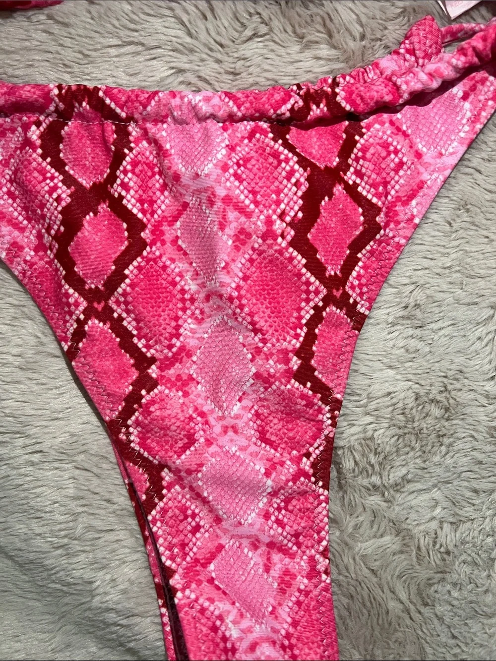 PrettyLittleThing Pink Patterned Triangle Bikini Top